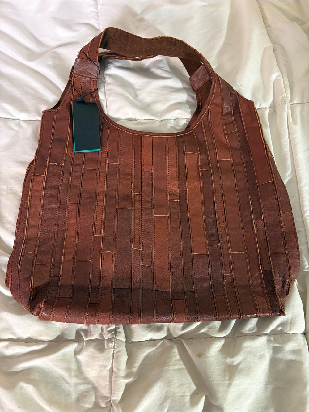 Chocolat Blu Brown Leather Patchwork Shoulder Purse